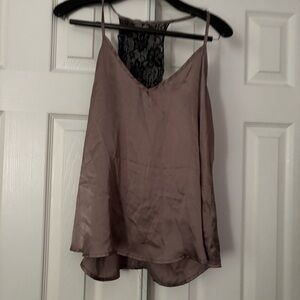 Elegant Lace-Back Camisole Top - Brown